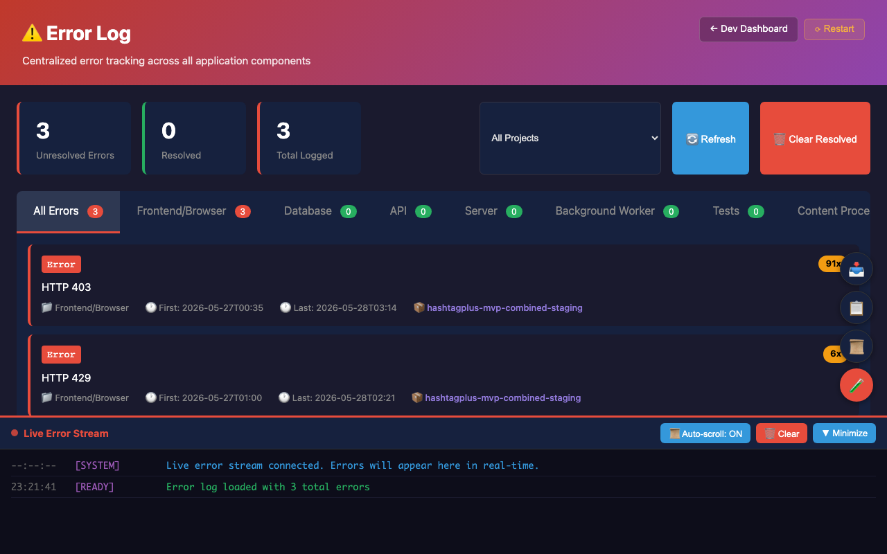 Flask-Error-Tracker screenshot