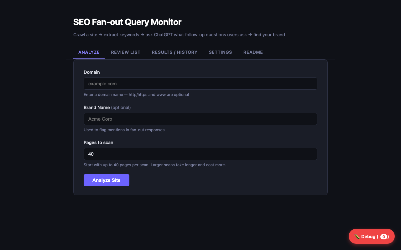 SEO-Geo-Fanout Engine screenshot